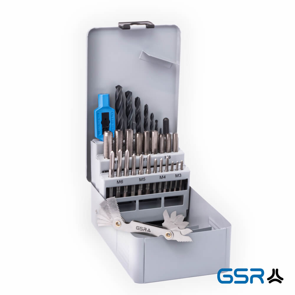 GSR professional tap set 30-pcs metric hand-taps tap-hole-drill-bits HSSG 00708060