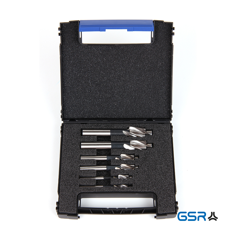 GSR Flachsenker Set 6 teilig in Kunststoffkassette M3-M10 metrisch Plansenker nach DIN373 HSS 04030