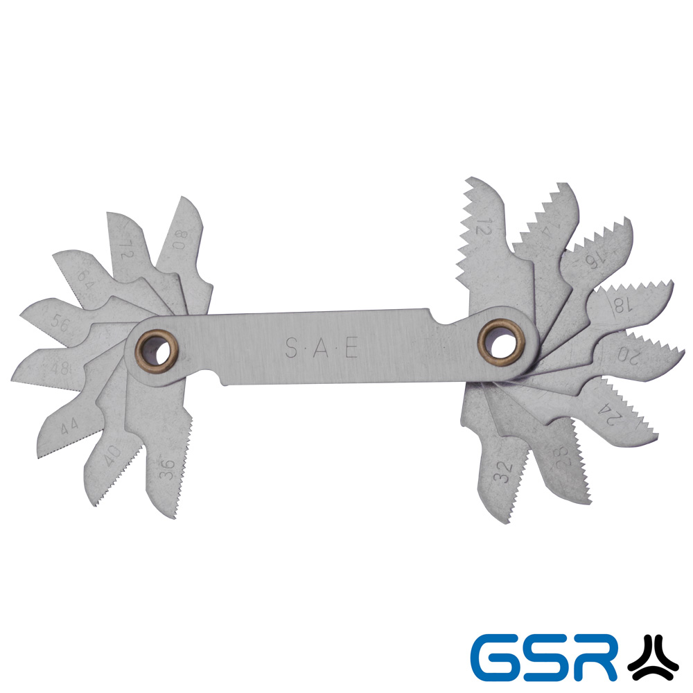 GSR thread-gauge pitch-gauge 16-leaves imperial-thread UNF Unified National Fine 60° degrees 05001090
