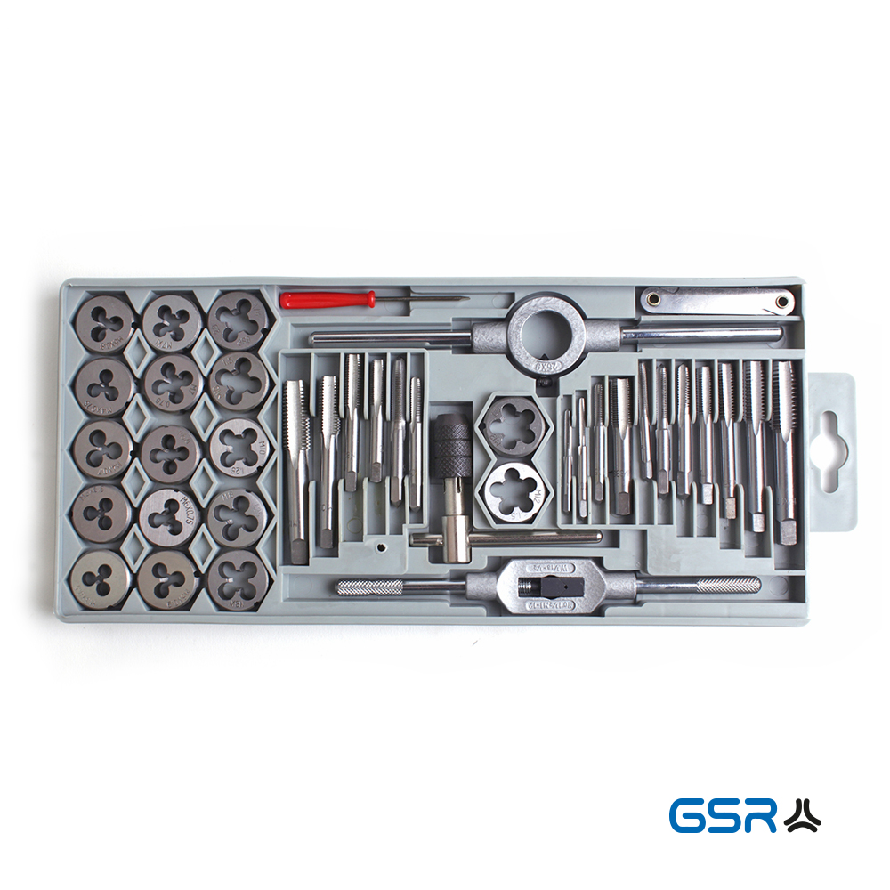 GSR tap-and-die set 40-pcs metric BSP special-steel hand-tap round-die 00706040