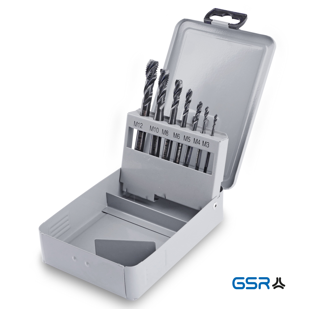 GSR tap set 7-pcs machine-tap DIN 371 DIN 376 VAP M3-M12 HSSE form C/RSP 35° right-spiral 08303020