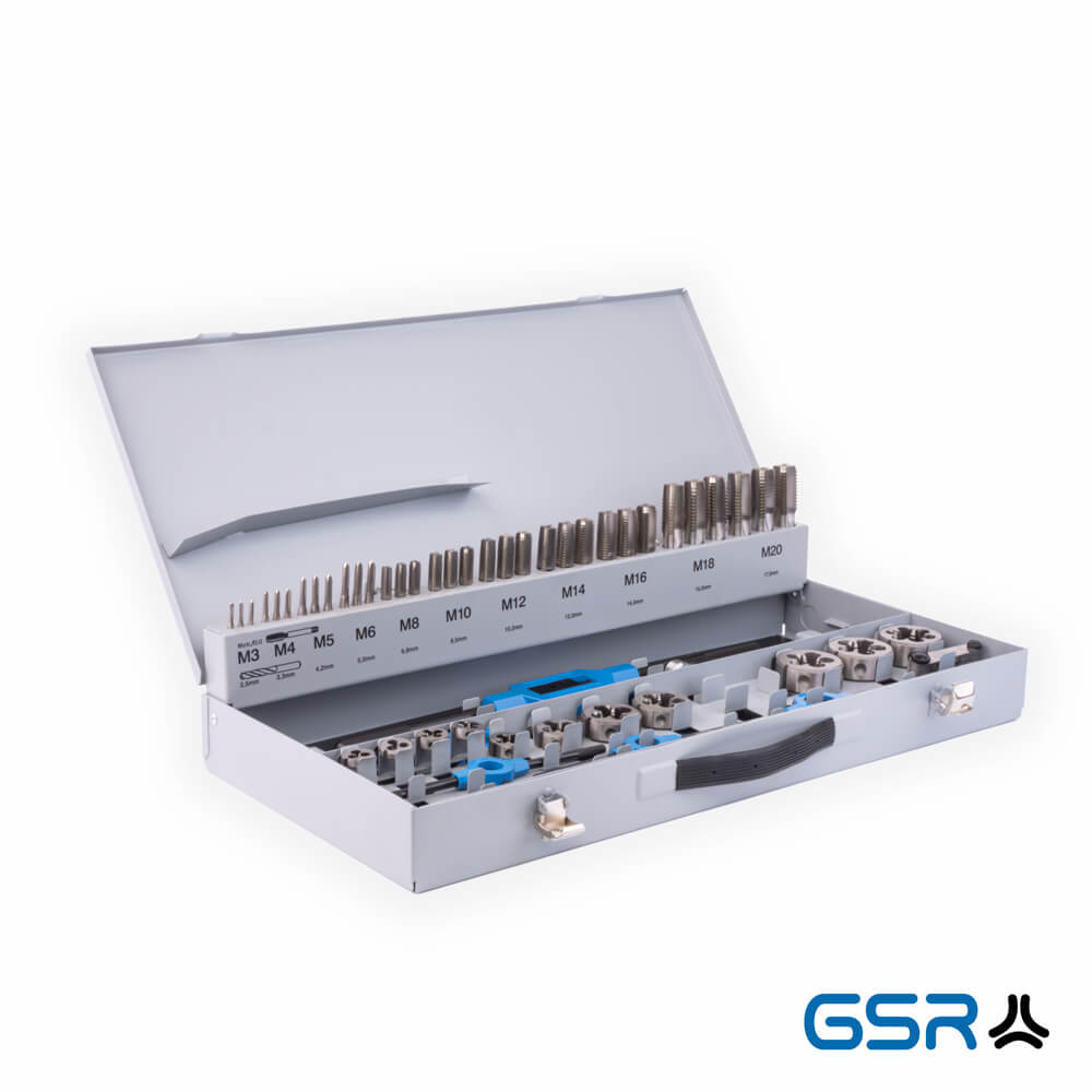 GSR 56 tlg. PROFI Gewindeschneider-Set M3 - M20 HSSG mit Spiralbohrer 00708090