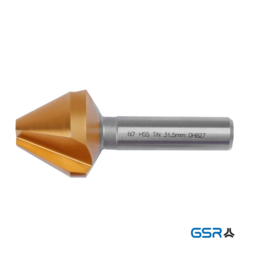 Product image 1: Countersink deburring countersink CBN ground DIN 334 60 degrees HSSG-TiN gold 04046-4