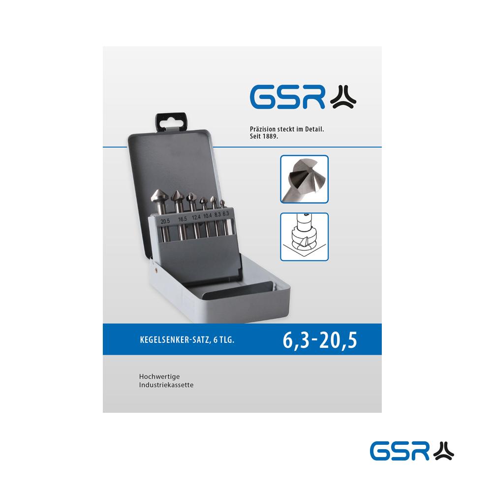 6 piece countersink set DIN 335 Form C 90 degrees HSSG