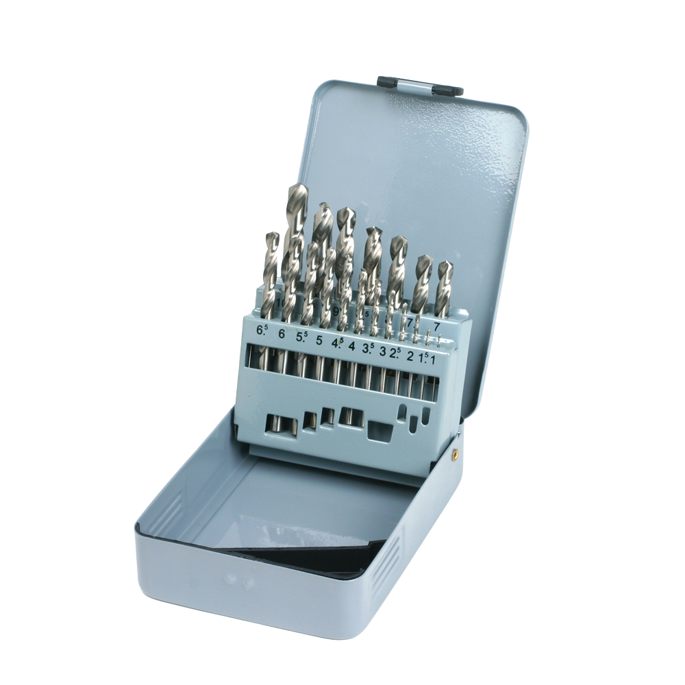GSR metal-twist-drill set 19-pcs with metal-box DIN 338 HSSR fully-ground 08343100