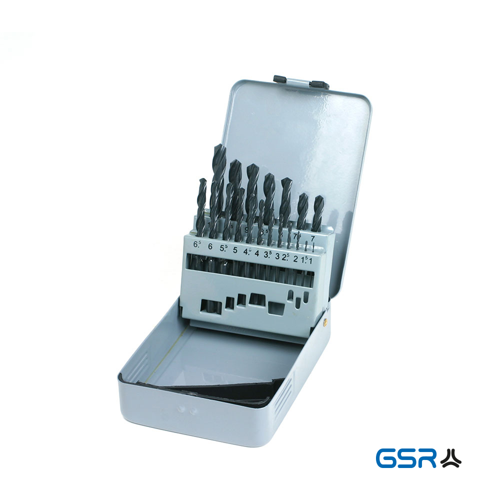 GSR metal-twist-drill set 19-pcs with metal-box DIN 338 HSSR roll-forged 08340100