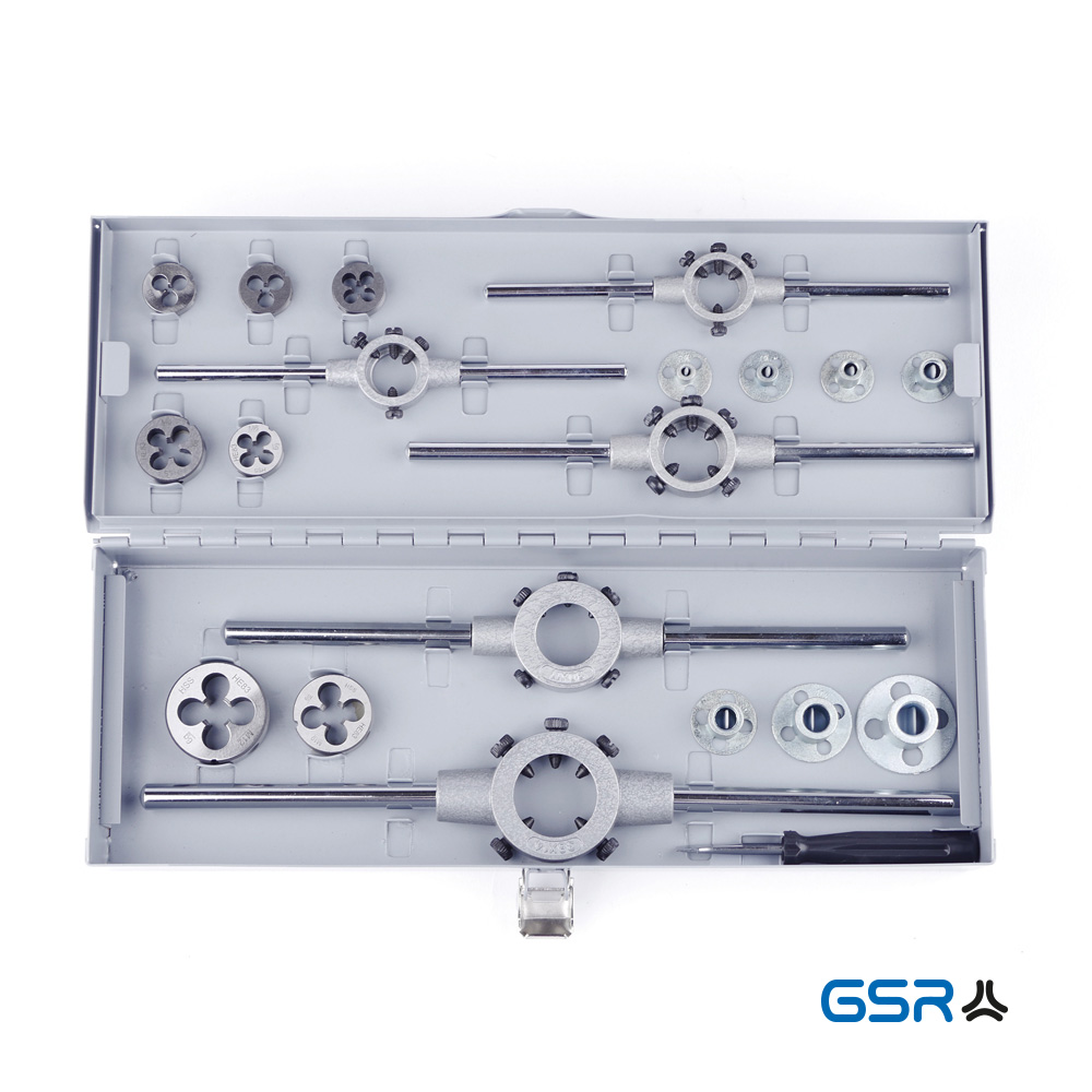 GSR professional round-die set 19-pcs metal-box HSSG 08304020