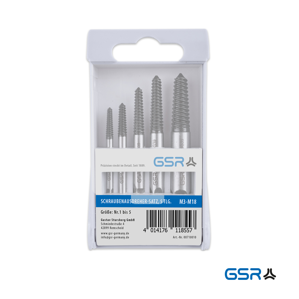 GSR screw extractor set left extractor set 5 pieces metric M3-M18 00710010