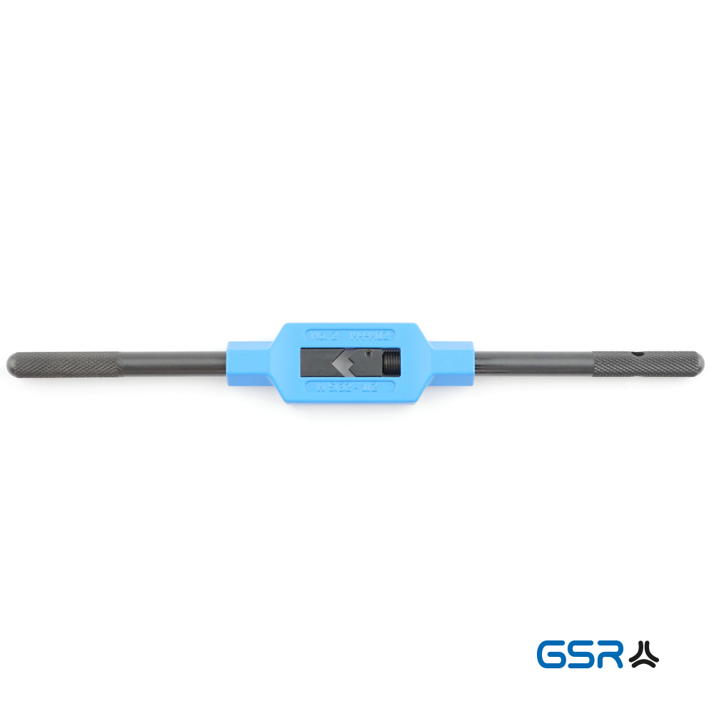 GSR Silver adjustable tap wrench made of zinc die casting in blue for threading tap
