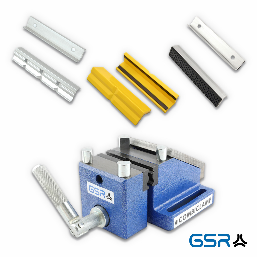 Product image 1 Offer 17: Bundle of Combi Clamp vise with three different jaws in 125 mm aluminium, plastic and rubberised