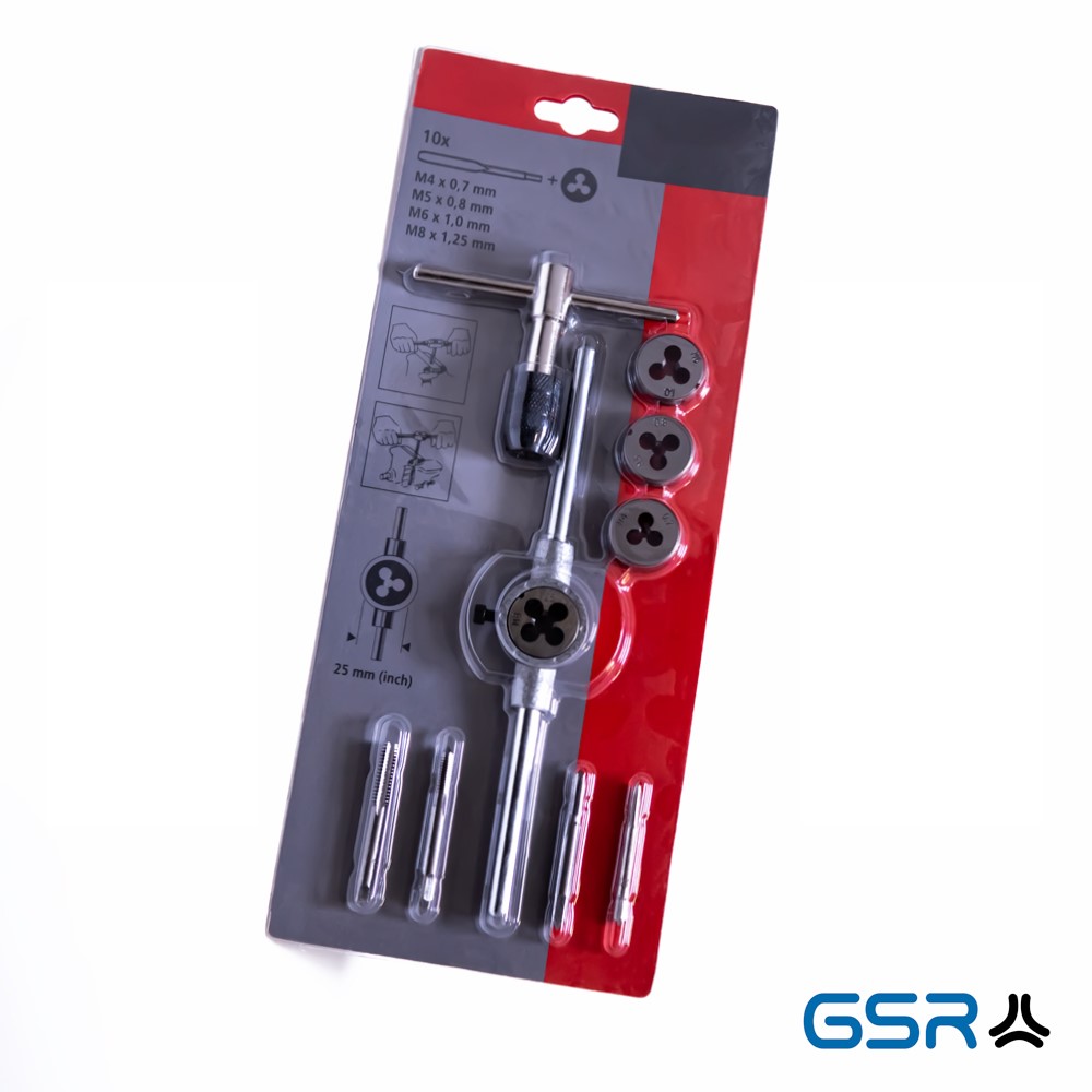 Product picture 1: Thread cutting set 10 pieces SB M4-M8 metric thread from a well-known German thread manufacturer in red packaging