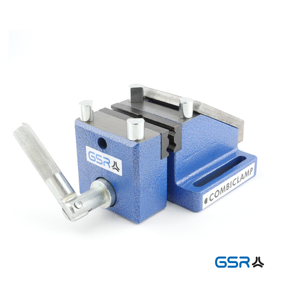 Produktbild 1: GSR Combi Clamp Schraubstock Industriequalität in Blau mit Zubehör wie Haltestifte und Ambossplatte inklusive 00926080