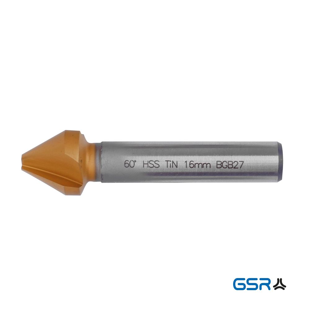 Product image 1: Countersink deburring countersink CBN ground DIN 334 60 degrees HSSG-TiN gold 04046-2