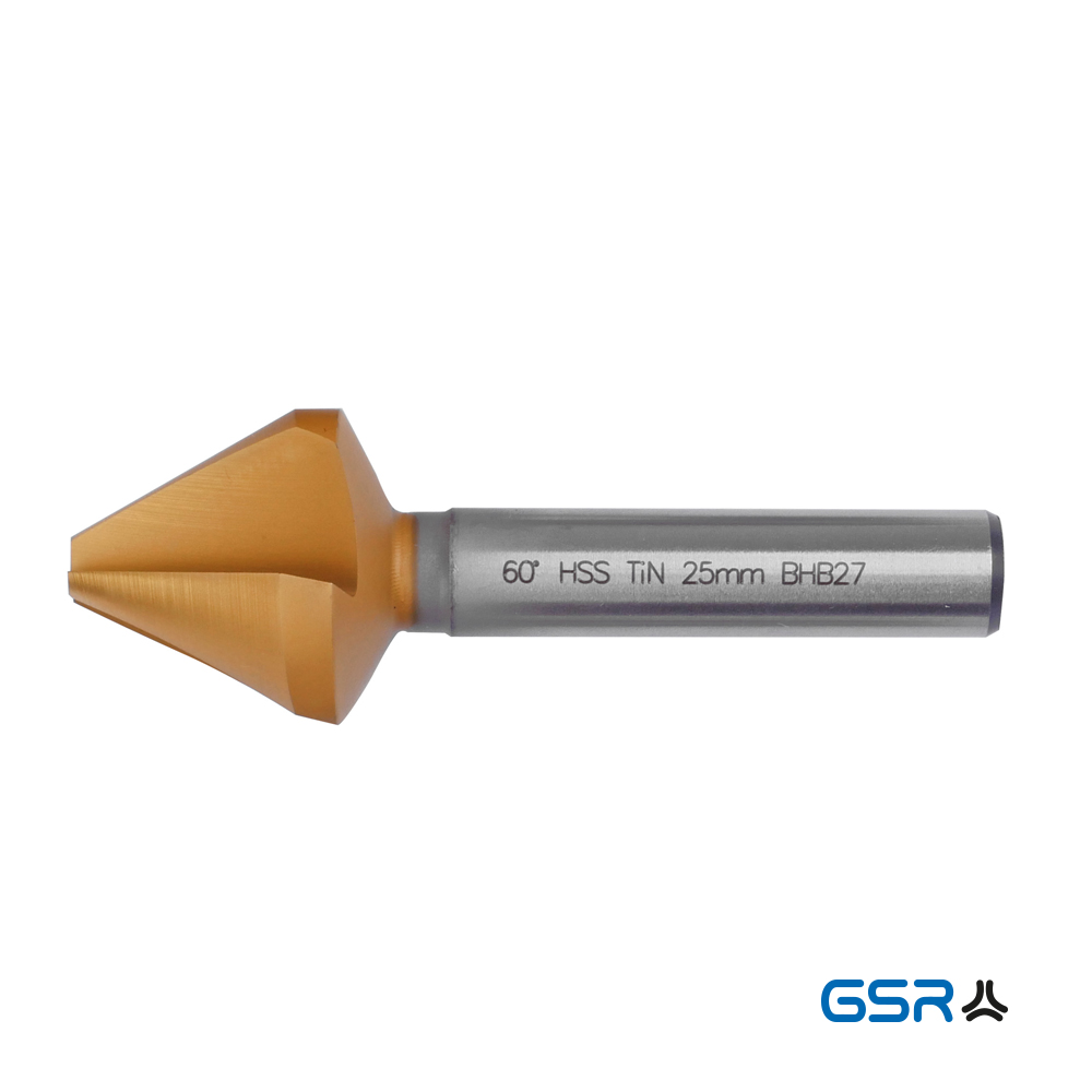 Product image 1: Countersink deburring countersink CBN ground DIN 334 60 degrees HSSG-TiN gold 04046-3