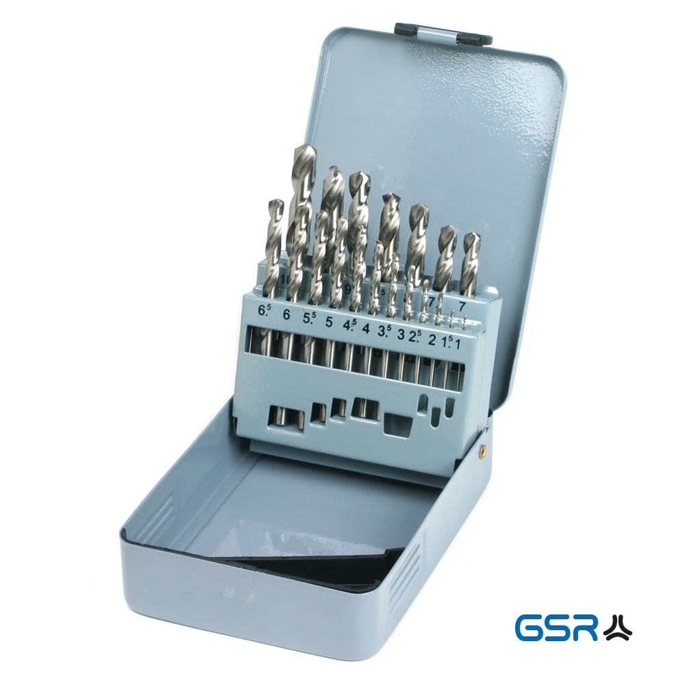 GSR metal-twist-drill set 19-pcs with metal-box DIN 338 HSSE cobalt 08347100