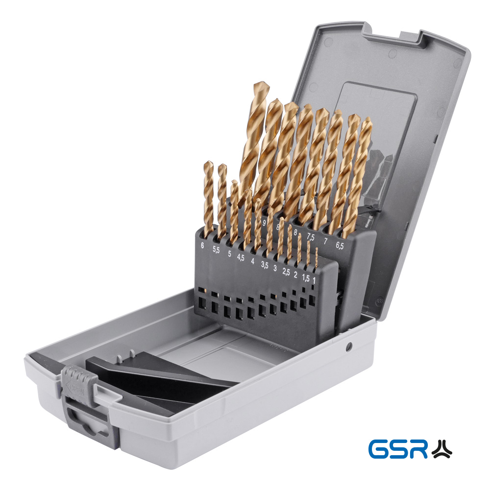 GSR metal-twist-drill 19-pcs rose-box DIN338 HSS TiN titanium-nitrified 083441100