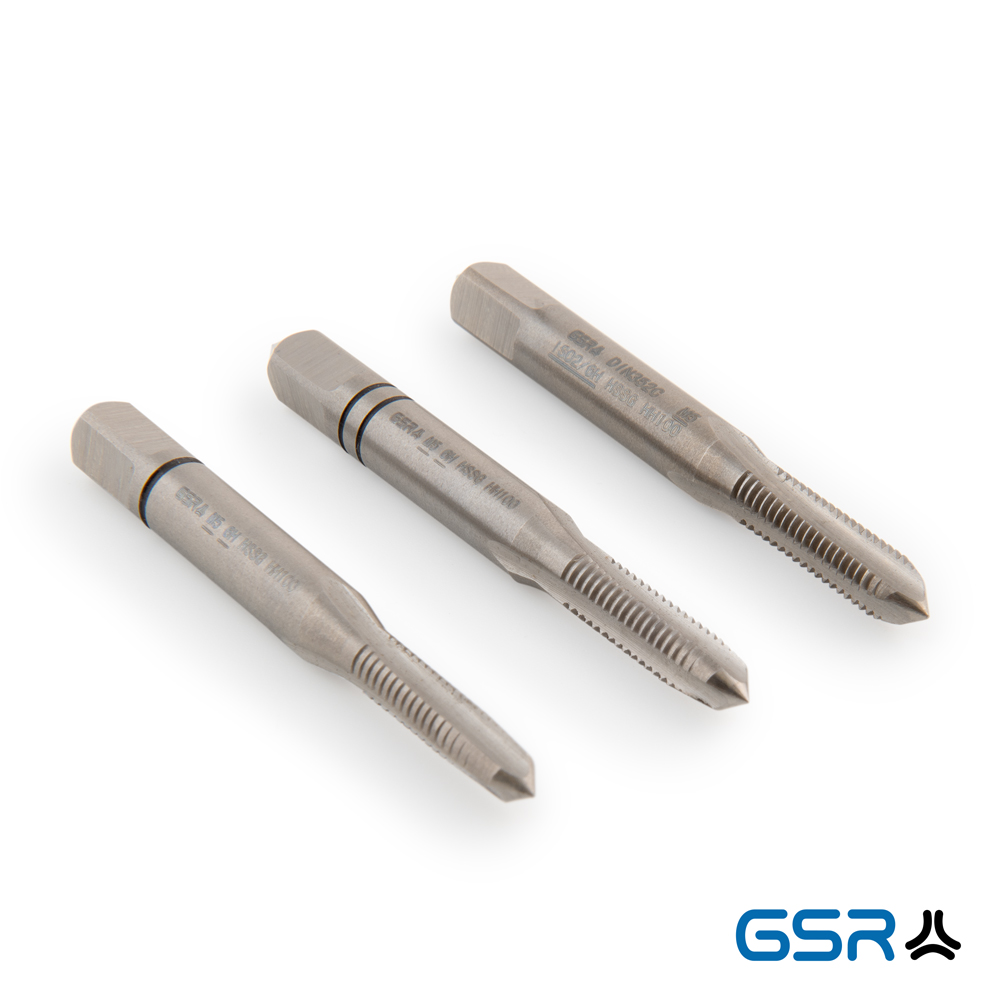 Hand tap set taps DIN 352 metric three parts with spike consisting of pre-cutter middle cutter and finishing cutter 00107